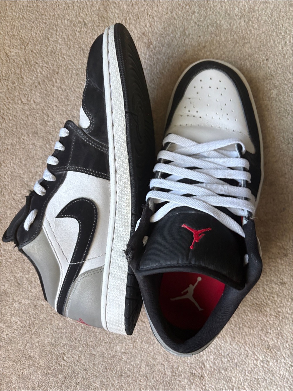 Nike Air Jordan 1 Low - Black, White, Grey with Red Accent